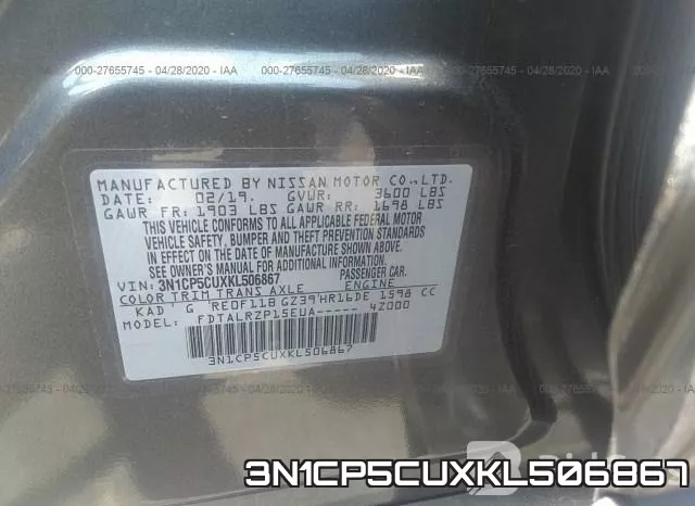3N1CP5CUXKL506867 фото 10