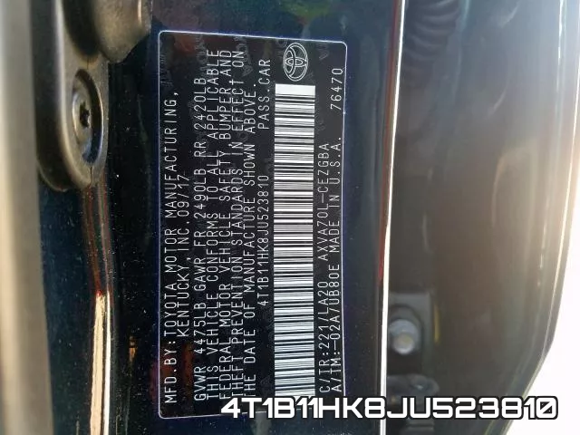 4T1B11HK8JU523810 фото 2