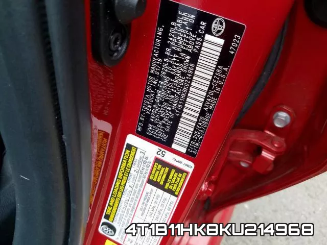 4T1B11HK8KU214968 фото 2