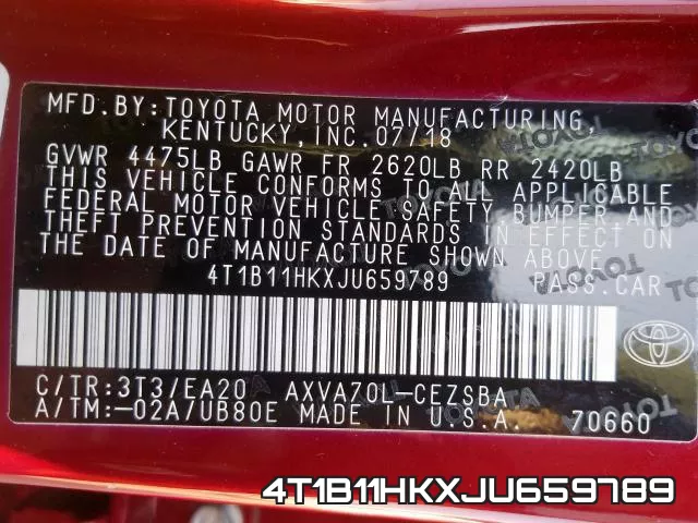 4T1B11HKXJU659789 фото 2