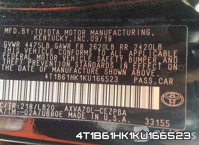 4T1B61HK1KU166523 фото 10