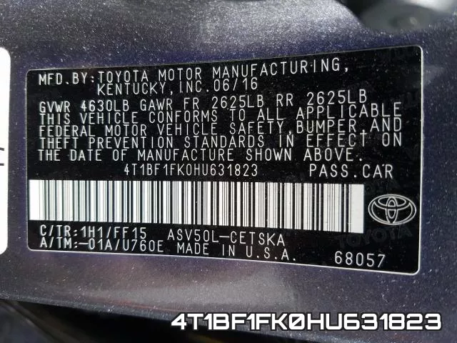 4T1BF1FK0HU631823 фото 2