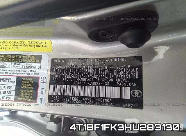 4T1BF1FK3HU283130 фото 10