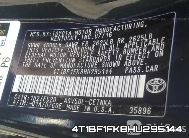 4T1BF1FK8HU295144 фото 10