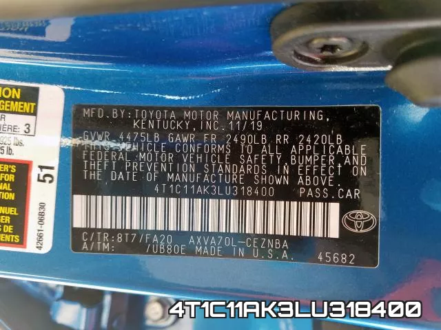 4T1C11AK3LU318400 фото 2