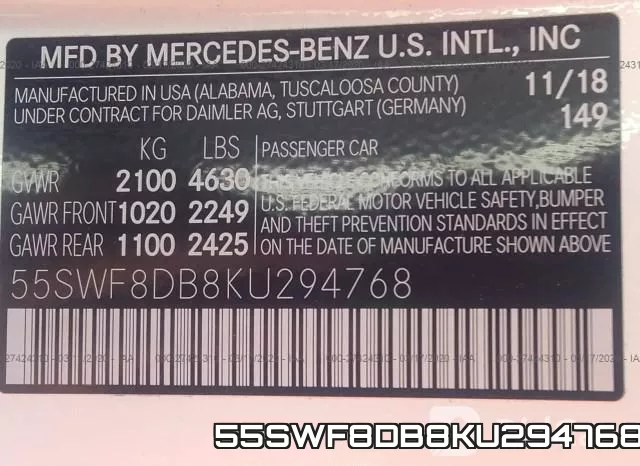 55SWF8DB8KU294768 фото 10