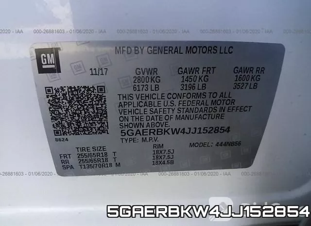 5GAERBKW4JJ152854 фото 10
