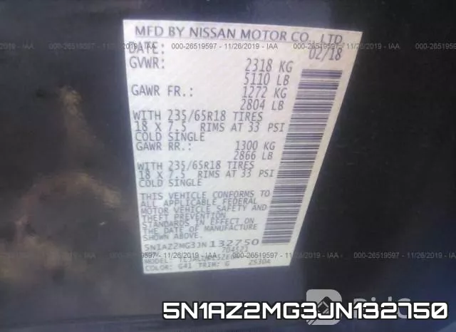 5N1AZ2MG3JN132750 фото 10