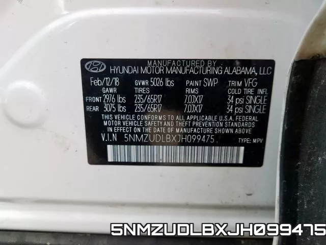 5NMZUDLBXJH099475 фото 2