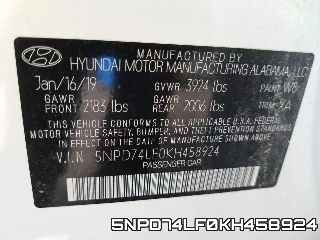 5NPD74LF0KH458924 фото 2