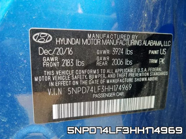 5NPD74LF3HH174969 фото 2