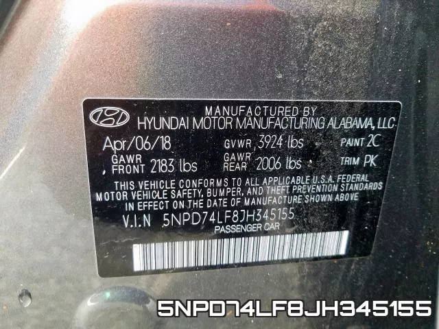 5NPD74LF8JH345155 фото 2