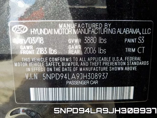 5NPD94LA9JH308937 фото 2