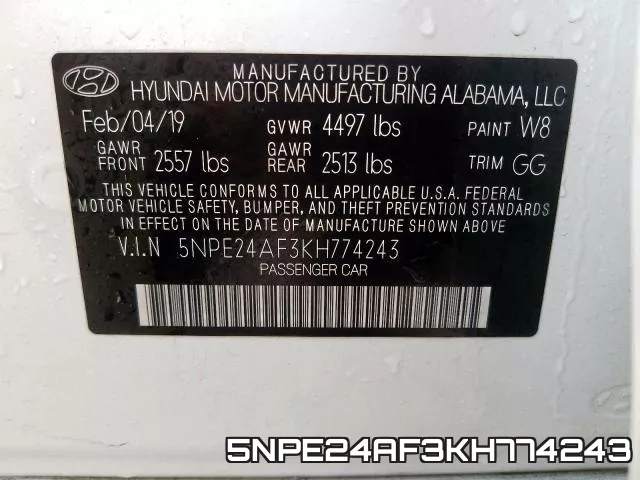 5NPE24AF3KH774243 фото 2