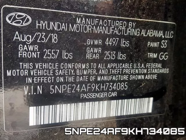 5NPE24AF9KH734085 фото 2