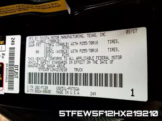 5TFEW5F12HX219210 фото 2