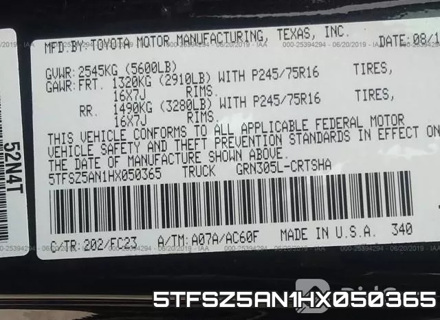 5TFSZ5AN1HX050365 фото 10