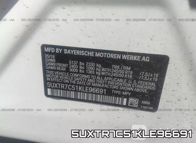 5UXTR7C51KLE96691 фото 10