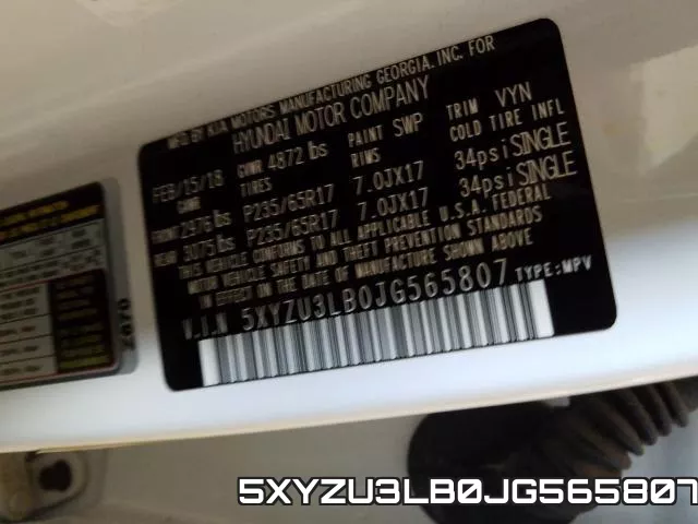5XYZU3LB0JG565807 фото 2