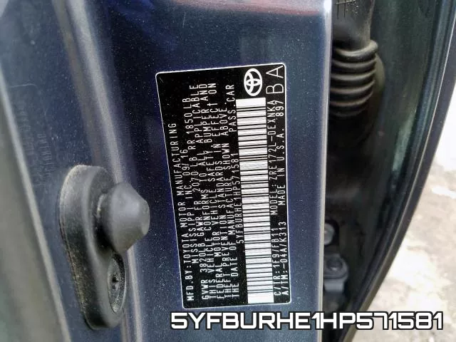 5YFBURHE1HP571581 фото 2