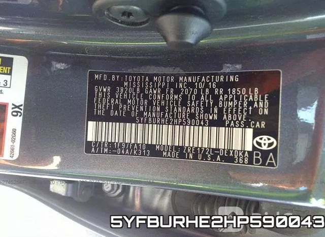 5YFBURHE2HP590043 фото 10