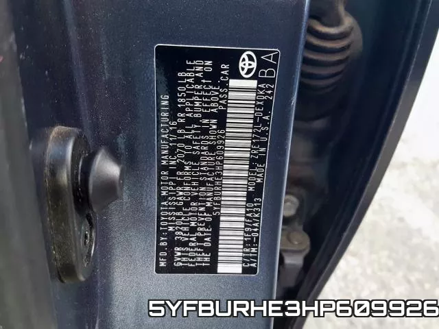 5YFBURHE3HP609926 фото 2
