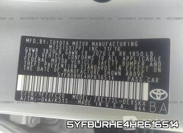 5YFBURHE4HP616514 фото 10