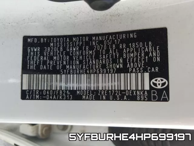 5YFBURHE4HP699197 фото 2