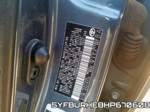5YFBURHE8HP670608 фото 2
