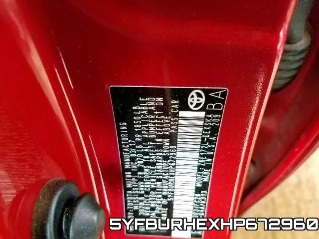 5YFBURHEXHP672960 фото 2