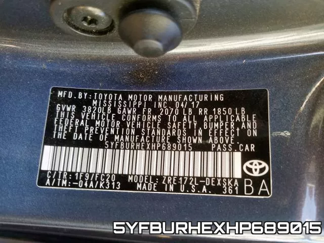 5YFBURHEXHP689015 фото 2