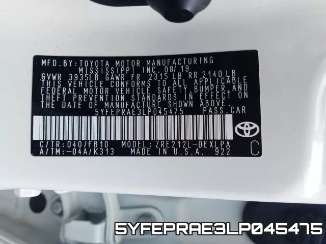 5YFEPRAE3LP045475 фото 2