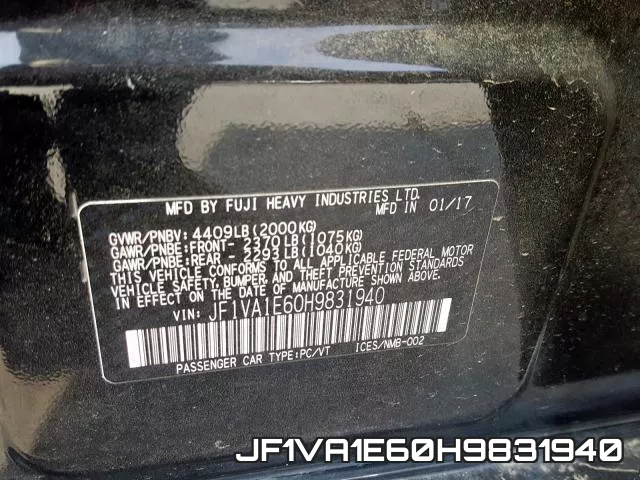 JF1VA1E60H9831940 фото 2