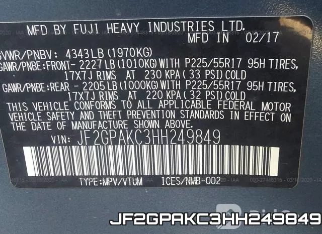 JF2GPAKC3HH249849 фото 10