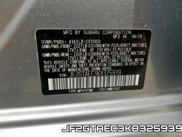 JF2GTAEC3K8325939 фото 2