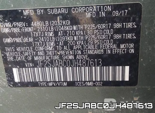 JF2SJABC0JH487613 фото 10