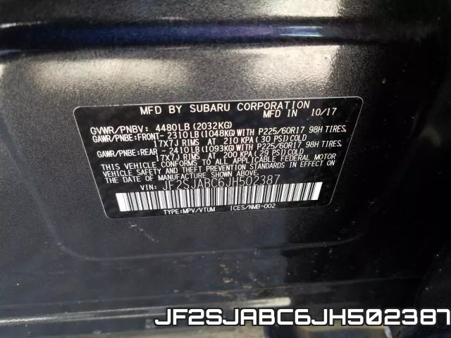 JF2SJABC6JH502387 фото 2