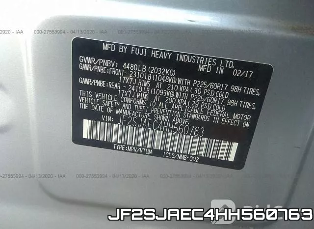 JF2SJAEC4HH560763 фото 10