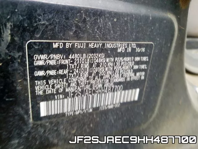 JF2SJAEC9HH487700 фото 2