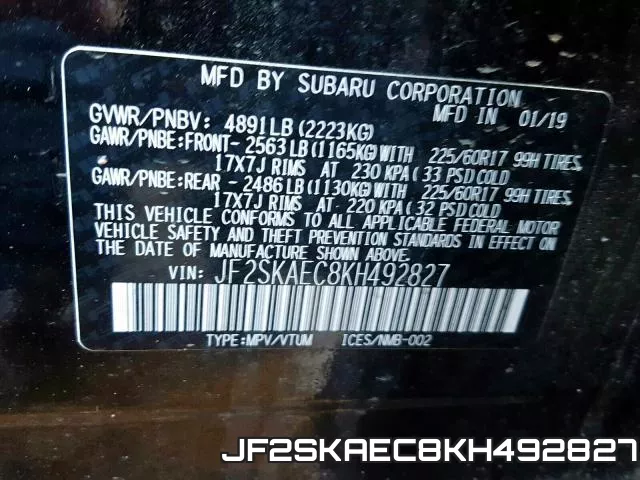 JF2SKAEC8KH492827 фото 2