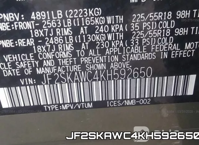 JF2SKAWC4KH592650 фото 10