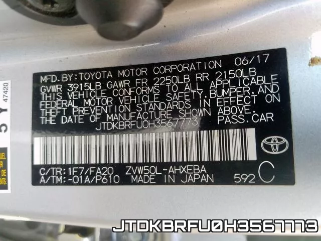 JTDKBRFU0H3567773 фото 2