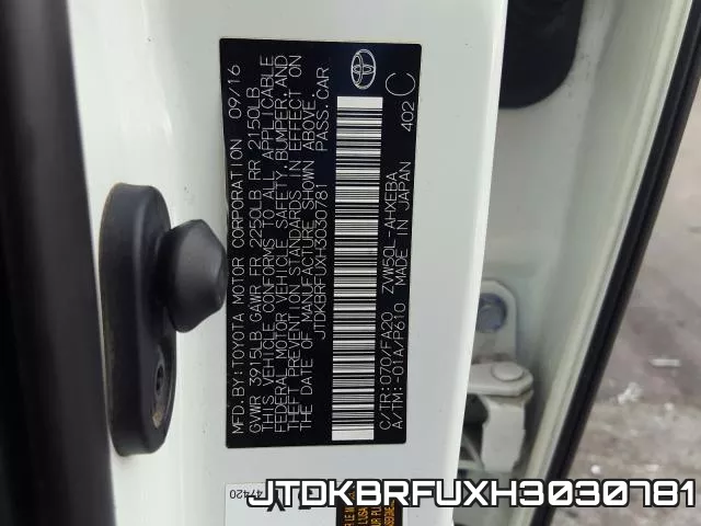 JTDKBRFUXH3030781 фото 2