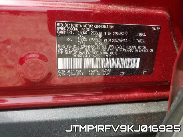 JTMP1RFV9KJ016925 фото 2