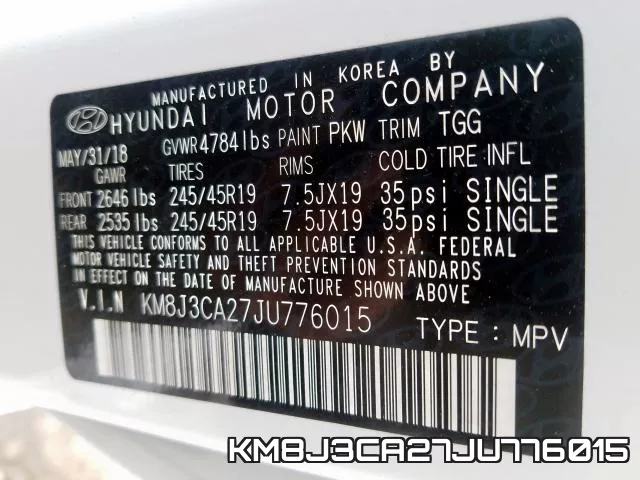 KM8J3CA27JU776015 фото 2
