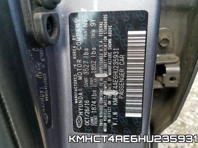 KMHCT4AE6HU235931 фото 2