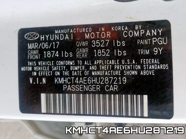 KMHCT4AE6HU287219 фото 2