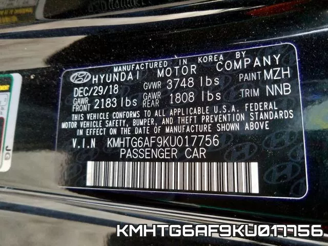 KMHTG6AF9KU017756 фото 2