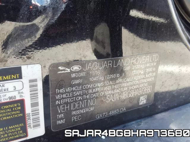 SAJAR4BG8HA973680 фото 2