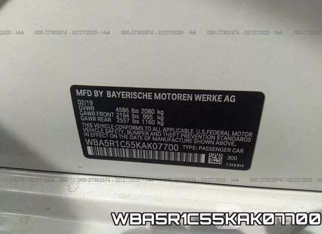 WBA5R1C55KAK07700 фото 10